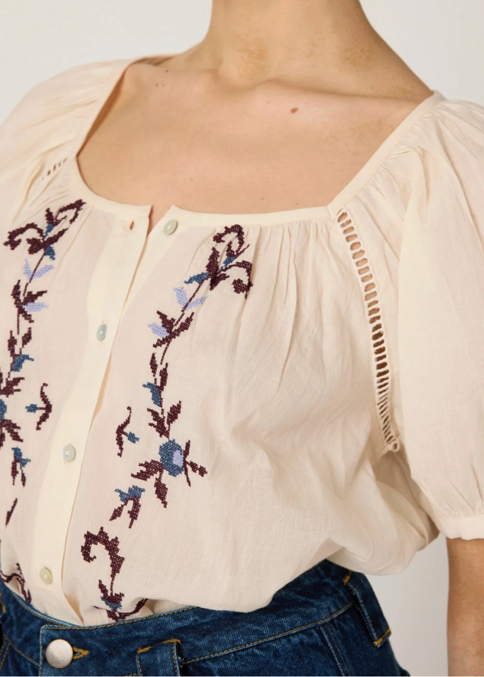 Cleobella Adeline Blouse | Ivory Multi