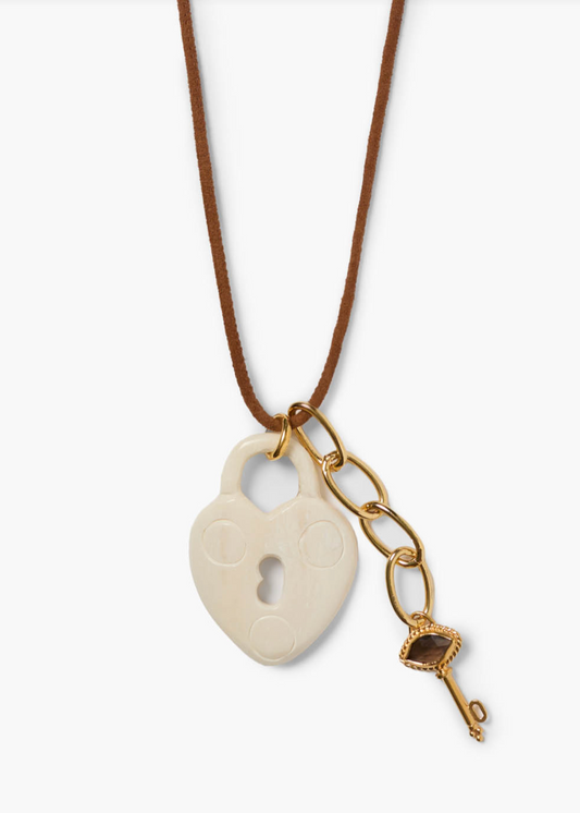 Chan Luu Carved White Bone Locket Necklace