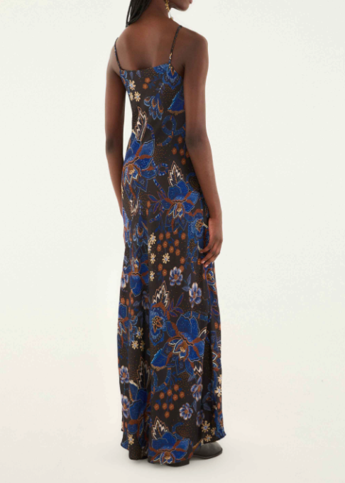 FARM Rio Snakes Bouquet Black Slip Maxi Dress