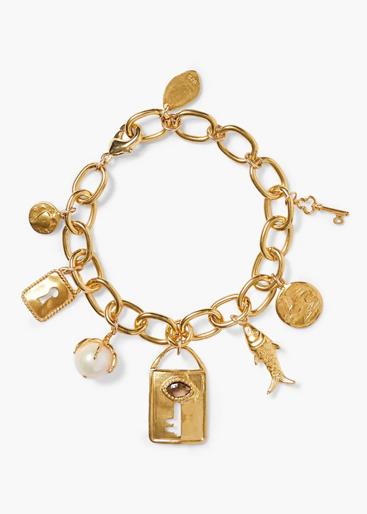 Chan Luu Lock and Key Charm Bracelet Gold
