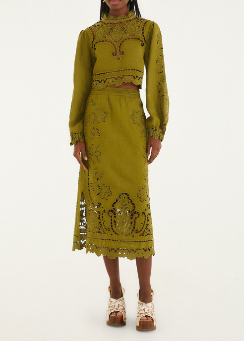 FARM Rio Majestic Garden Green Richelieu Blouse