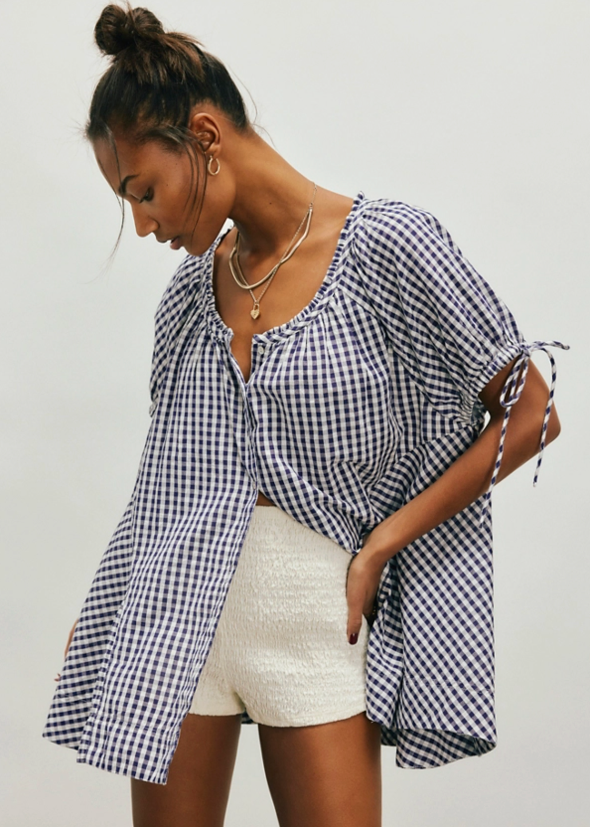 Free People Farley Gingham Tunic | Navy Combo