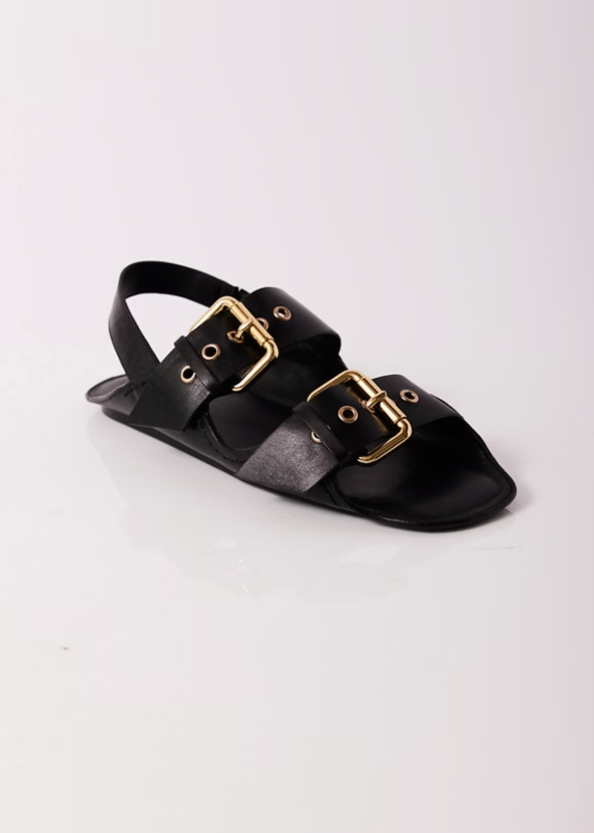 Free People Blossom Buckle Sandal | Black Leather