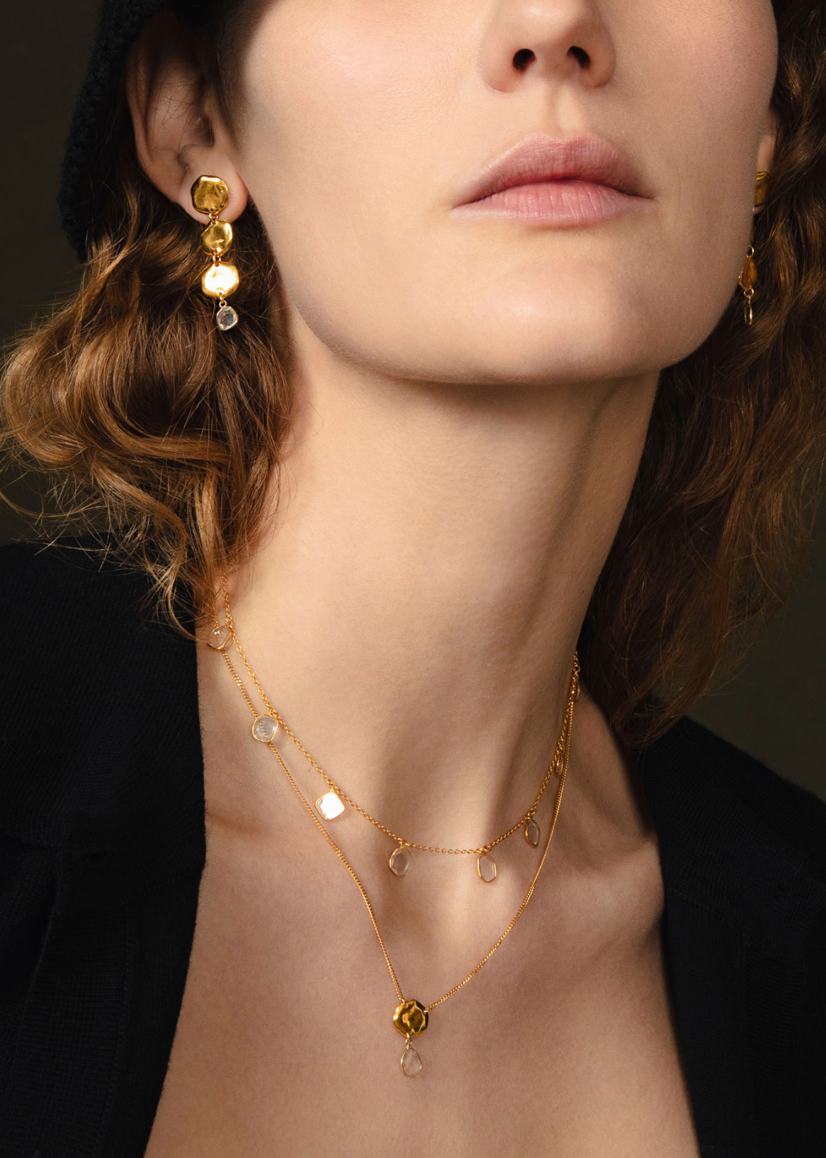 Chan Luu 18k Gold Plated Moissanite Slice Necklace