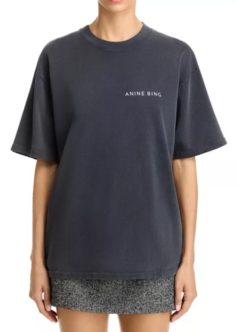 Anine Bing Kent Tee Twisted Snake - Washed Charcoal