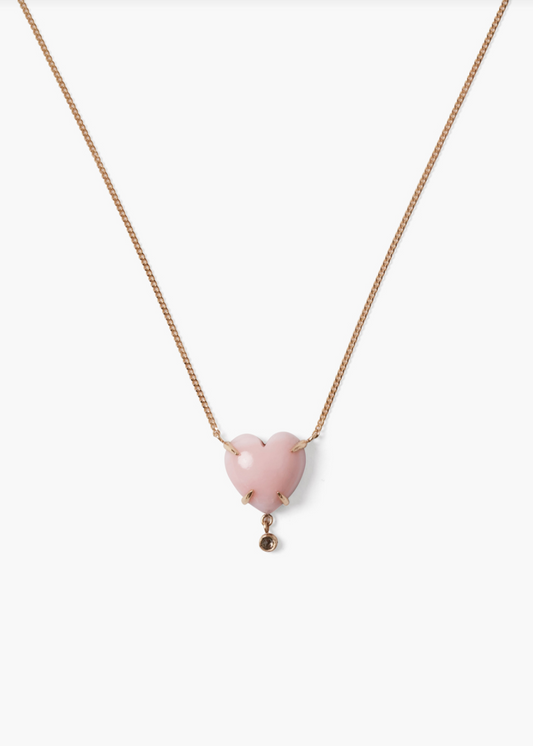 Chan Luu 14K Heart Necklace Pink Opal