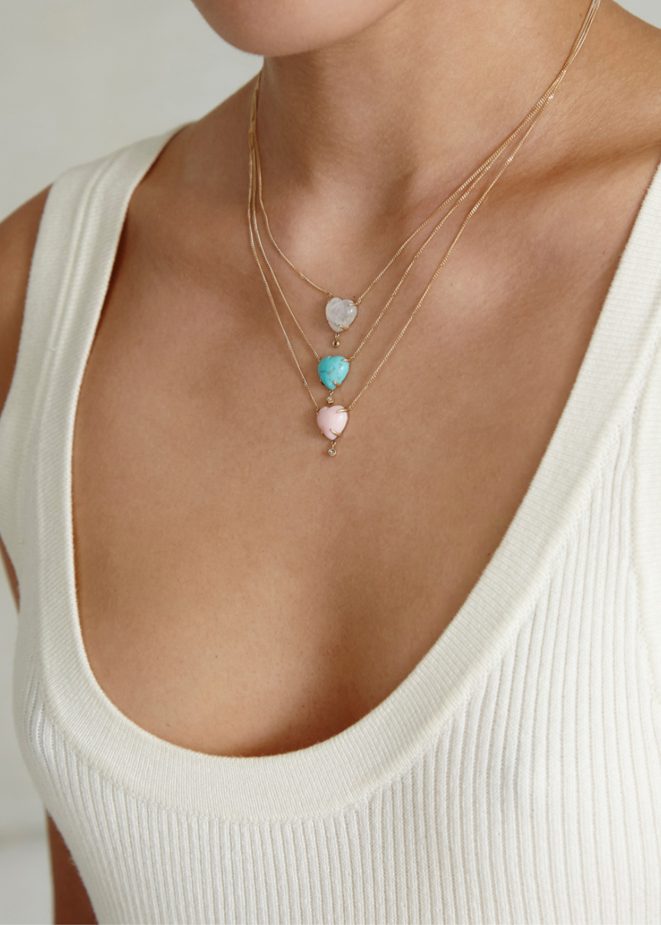 Chan Luu 14K Heart Necklace Pink Opal