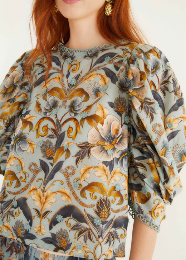 FARM Rio Snake Garden Blue 3D Blouse