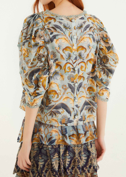 FARM Rio Snake Garden Blue 3D Blouse
