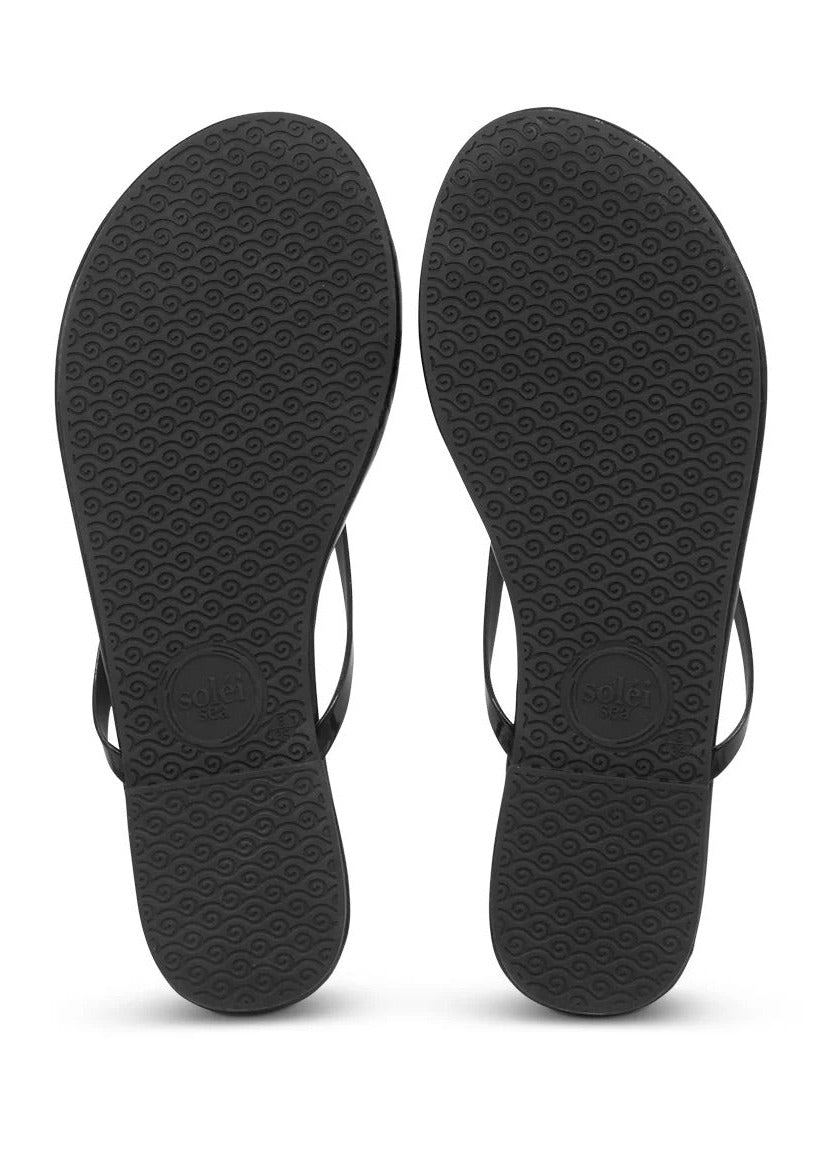 Solei Sea Indie Classic Thin Strap Sandal | Onyx Patent