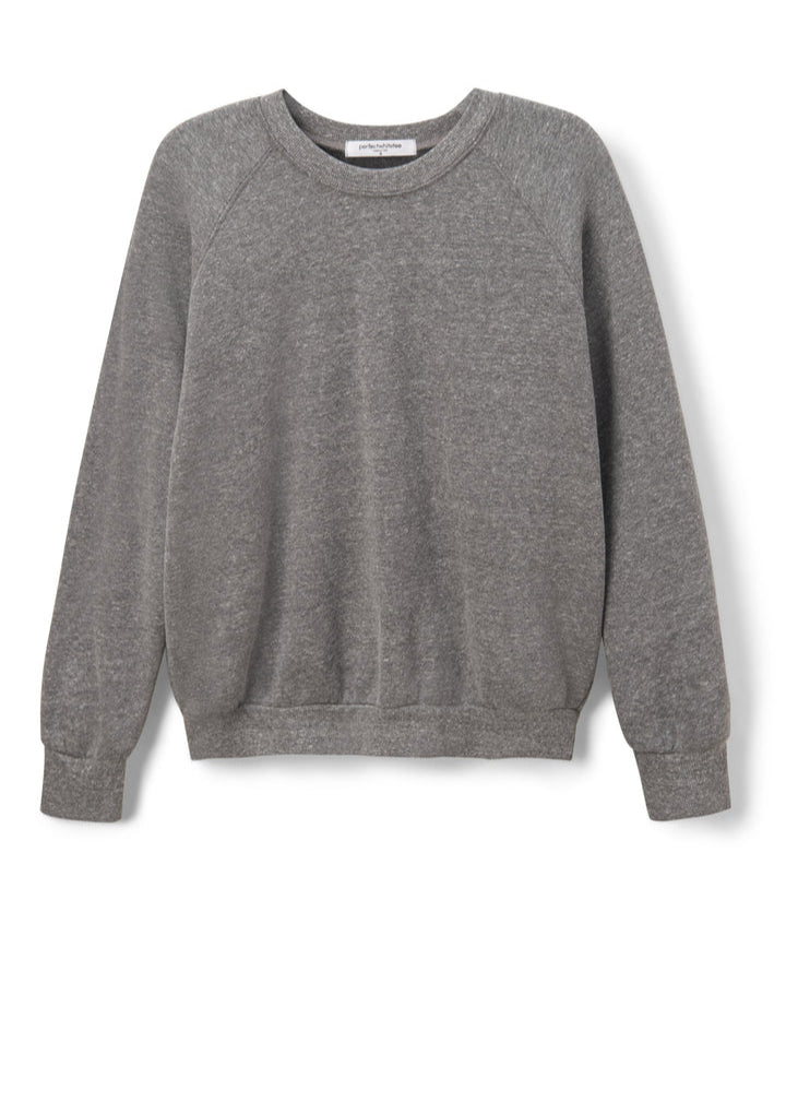 Perfect White Tee Lennon Fleece Shrunken Raglan Sweatshirt | Dark Heather Grey