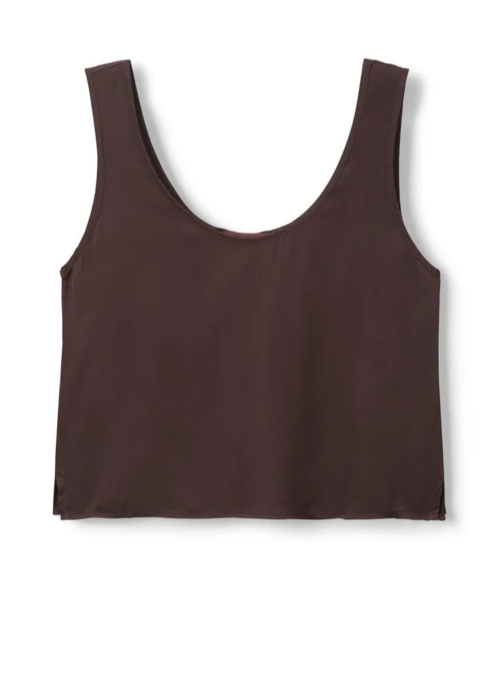 Perfect White Tee Silvie Satin Scoop Neck Tank | Cocoa