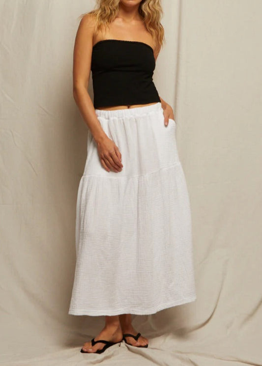 Perfect White Tee Bella Double Gauze Pull On Skirt