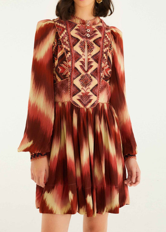 FARM Rio Red Amanda Stripes Tapestry Quilted Mini Dress