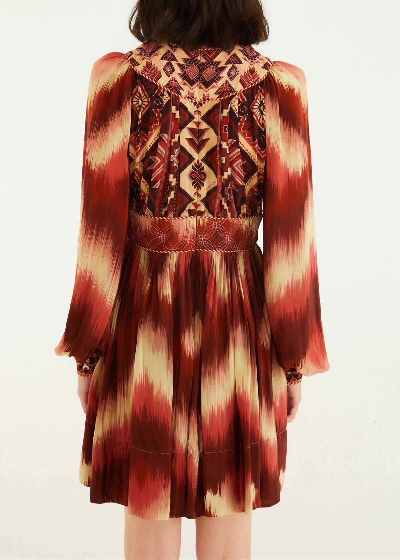 FARM Rio Red Amanda Stripes Tapestry Quilted Mini Dress