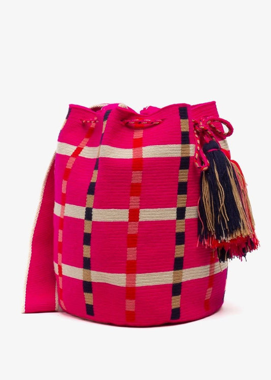 Guanabana Crossbody Bag L - Fortuna Fuchsia & Navy Blue
