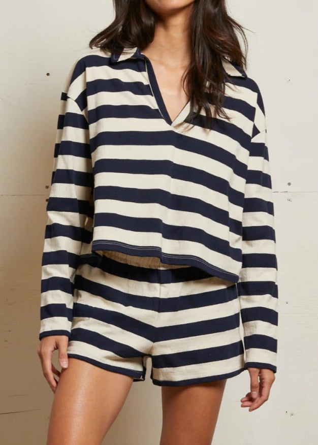 Perfect White Tee Liz Stripe Tennessee Jersey Pull On Short