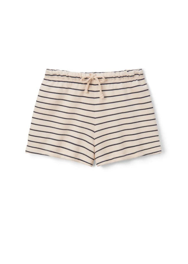 Perfect White Tee Layla Stripe French Terry Striped Sweatshort | Natural/Night Stripe