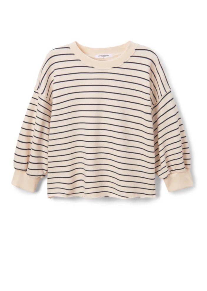 Perfect White Tee Niall Fleece Pullover | Natural/Navy Stripe