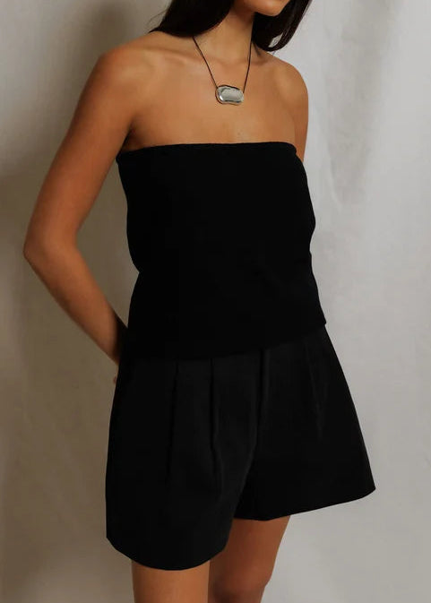 Perfect White Tee Talula Structured Rib Tube Top | True Black