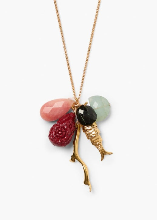 Chan Luu 18K Gold Plated Fish Charm Mix Necklace