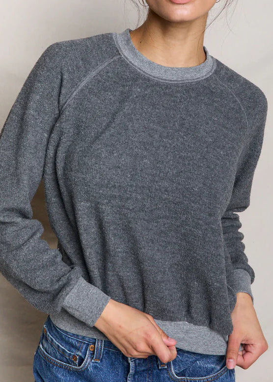 Perfect White Tee Ziggy Reverse Fleece Crew Neck Sweatshirt | Dark Heather Grey