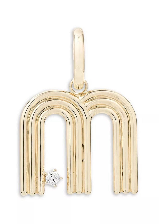 Groovy Diamond Initial Hinged Charm - M