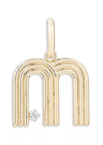 Groovy Diamond Initial Hinged Charm - M