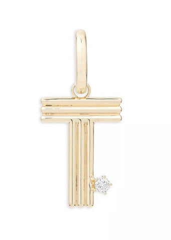 Groovy Diamond Initial Hinged Charm - T