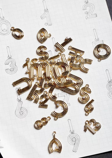 Groovy Diamond Initial Hinged Charm - M