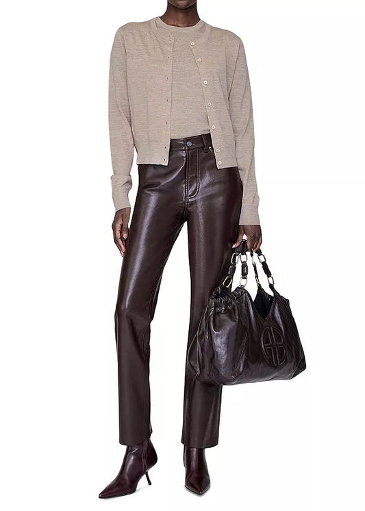 Anine Bing Moni Crop Cardigan | Stone Melange