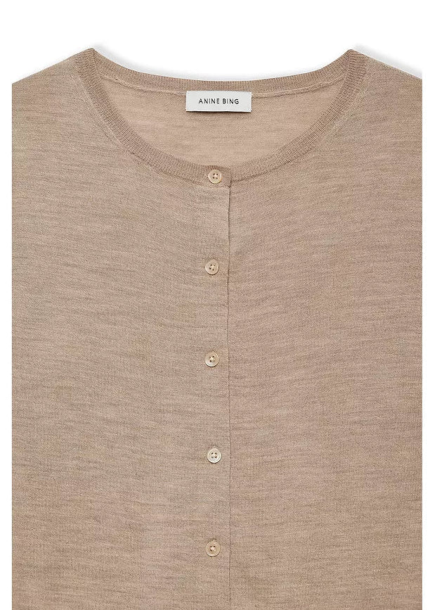 Anine Bing Moni Crop Cardigan | Stone Melange