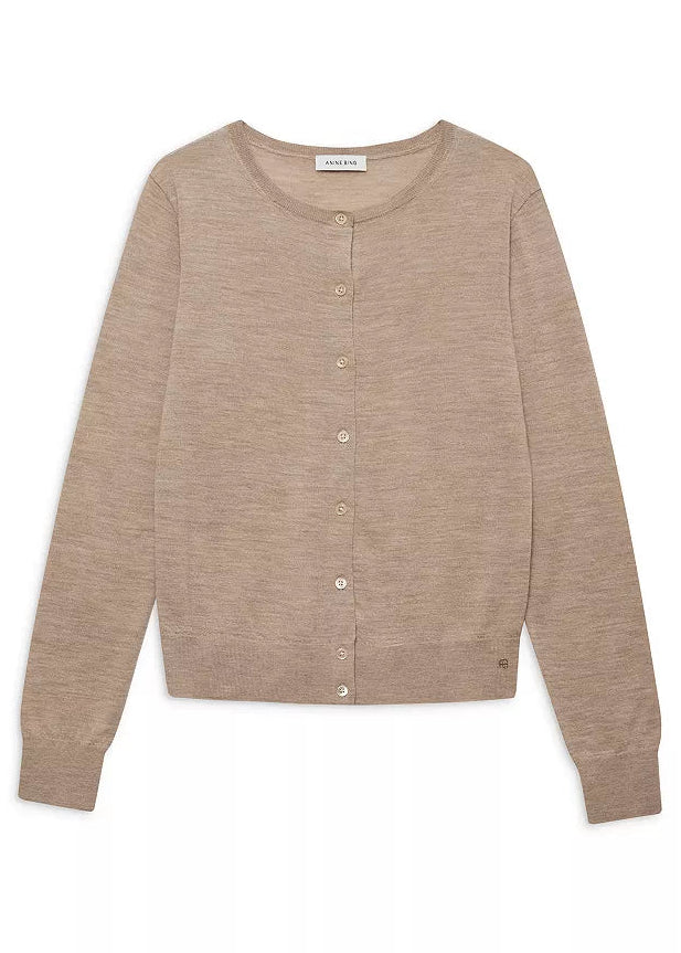 Anine Bing Moni Crop Cardigan | Stone Melange
