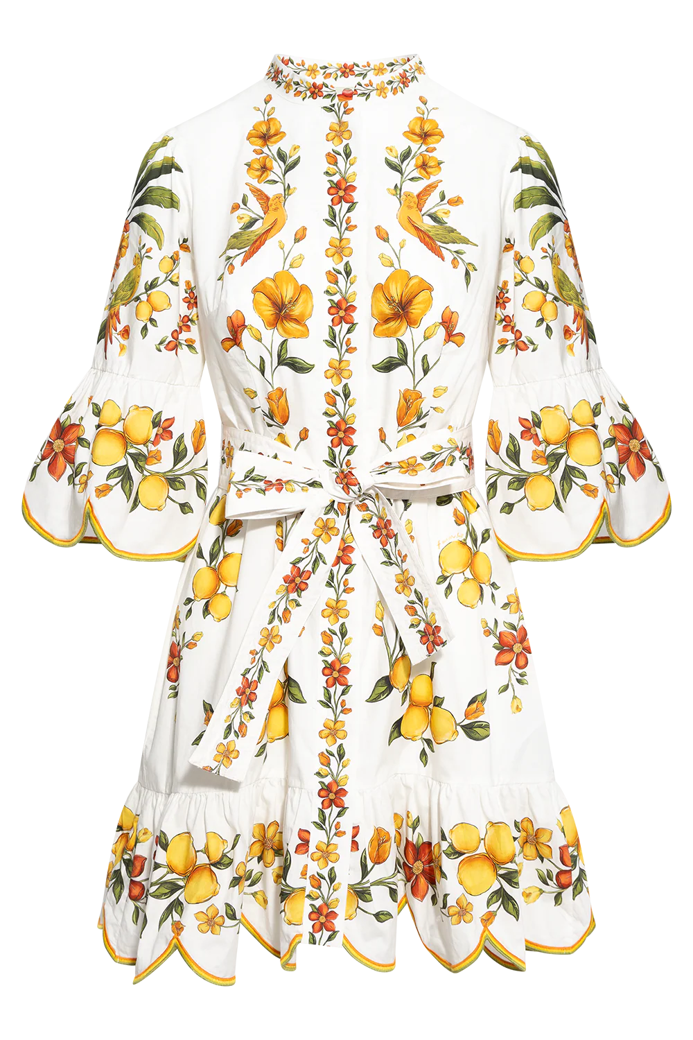FARM Rio Lemon Boquet Off-White Mini Dress