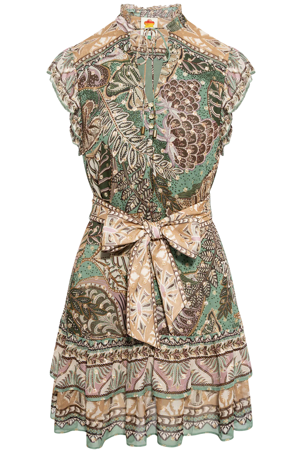 FARM Rio Dotted Foliage Soft Sage Green Mini Dress