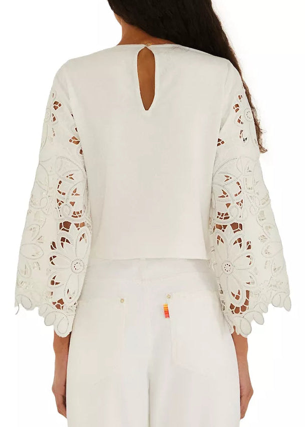 FARM Rio Richilieur Off-White Long Sleeve Blouse