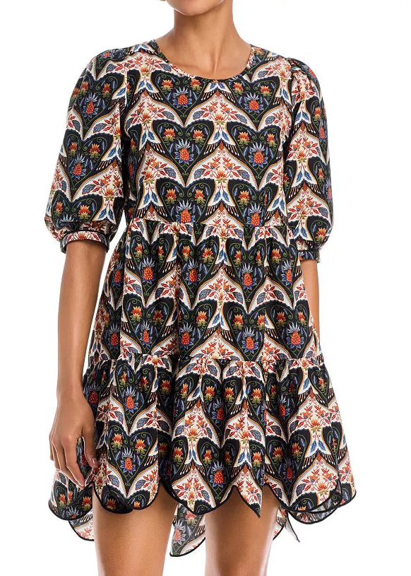 FARM Rio Porcelain Birds Black Mini Dress