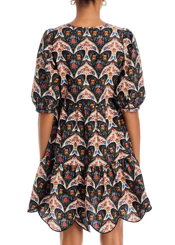 FARM Rio Porcelain Birds Black Mini Dress