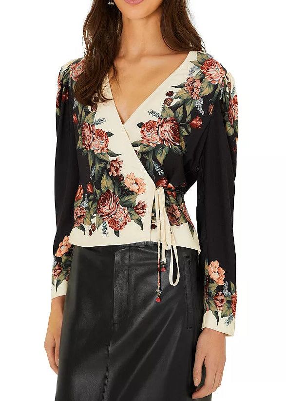FARM Rio Winter Floral Cream Long Sleeve Blouse