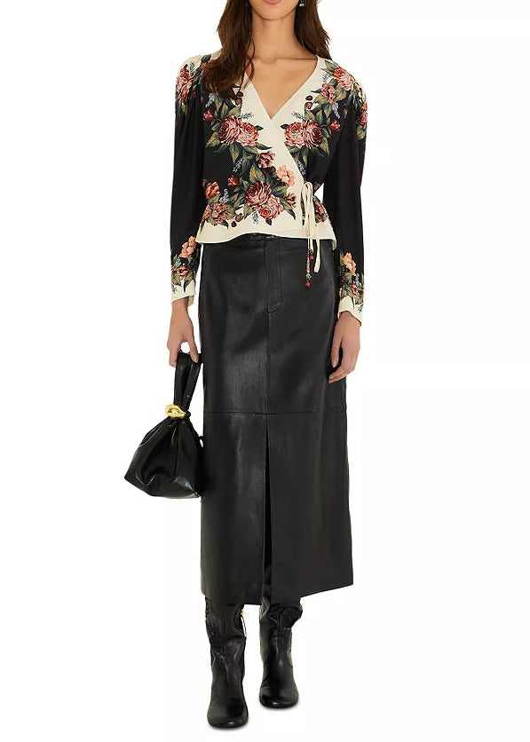 FARM Rio Winter Floral Cream Long Sleeve Blouse