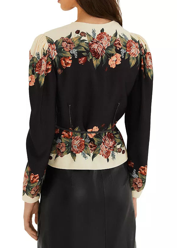 FARM Rio Winter Floral Cream Long Sleeve Blouse