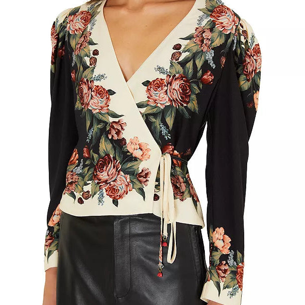 FARM Rio Winter Floral Cream Long Sleeve Blouse