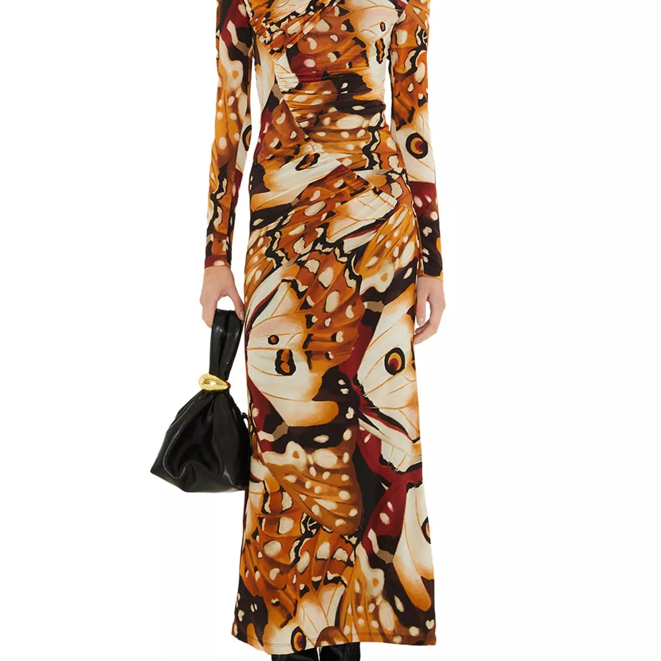 FARM Rio Borbofly Multicolor Long Sleeve Macrame Maxi Dress