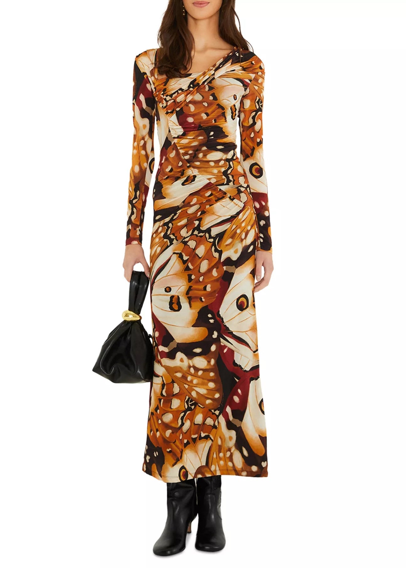 FARM Rio Borbofly Multicolor Long Sleeve Macrame Maxi Dress