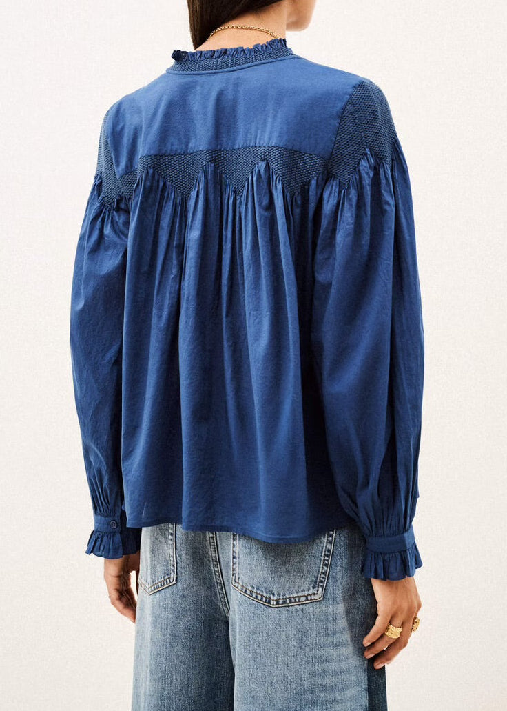 ba&sh TONIA Embroidered Shirt | Bleu