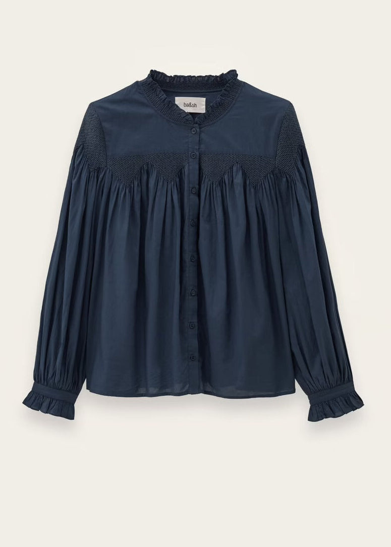 ba&sh TONIA Embroidered Shirt | Bleu
