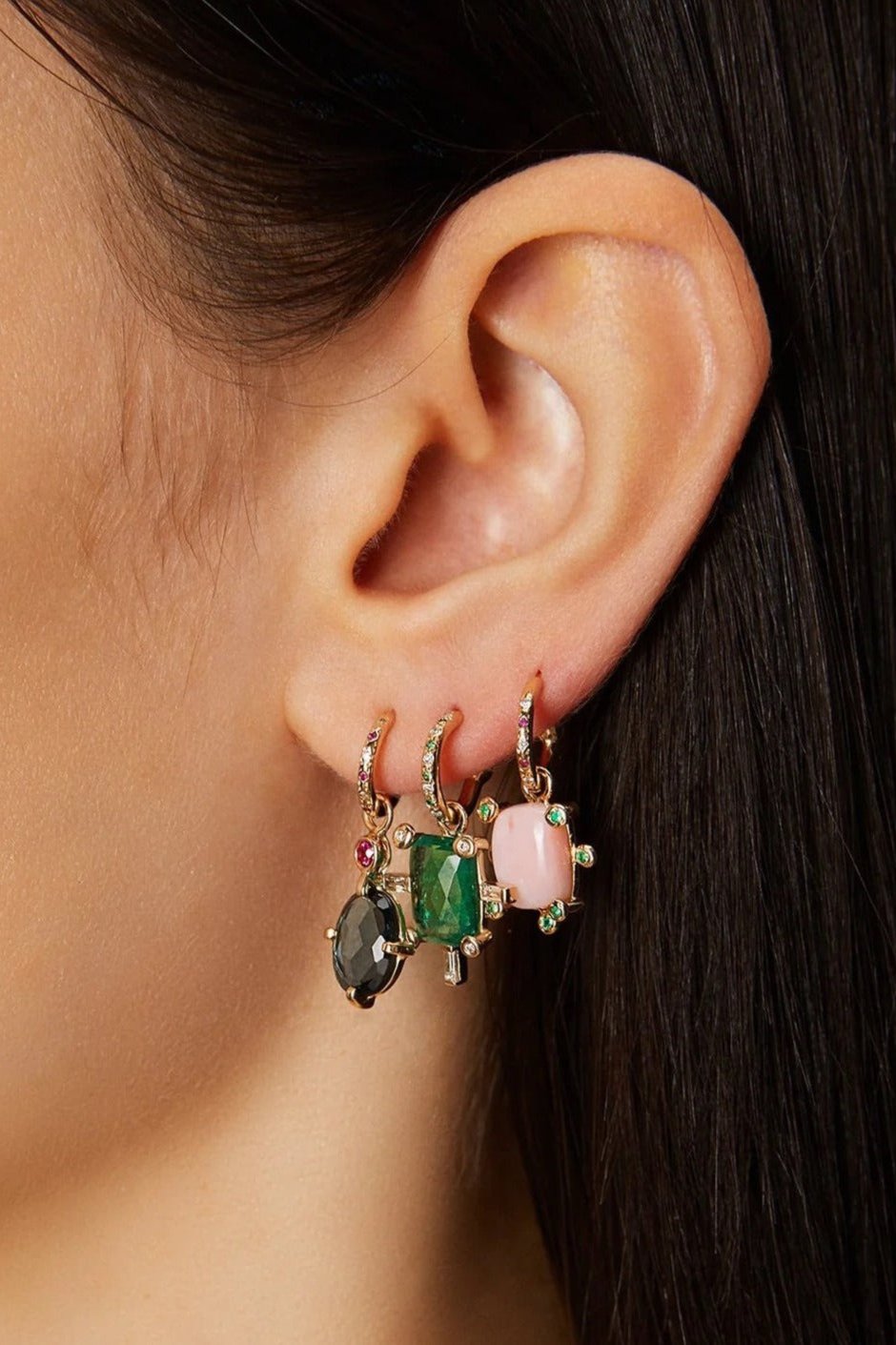 SCOSHA Genie Charm With Pink Opal & Emeralds