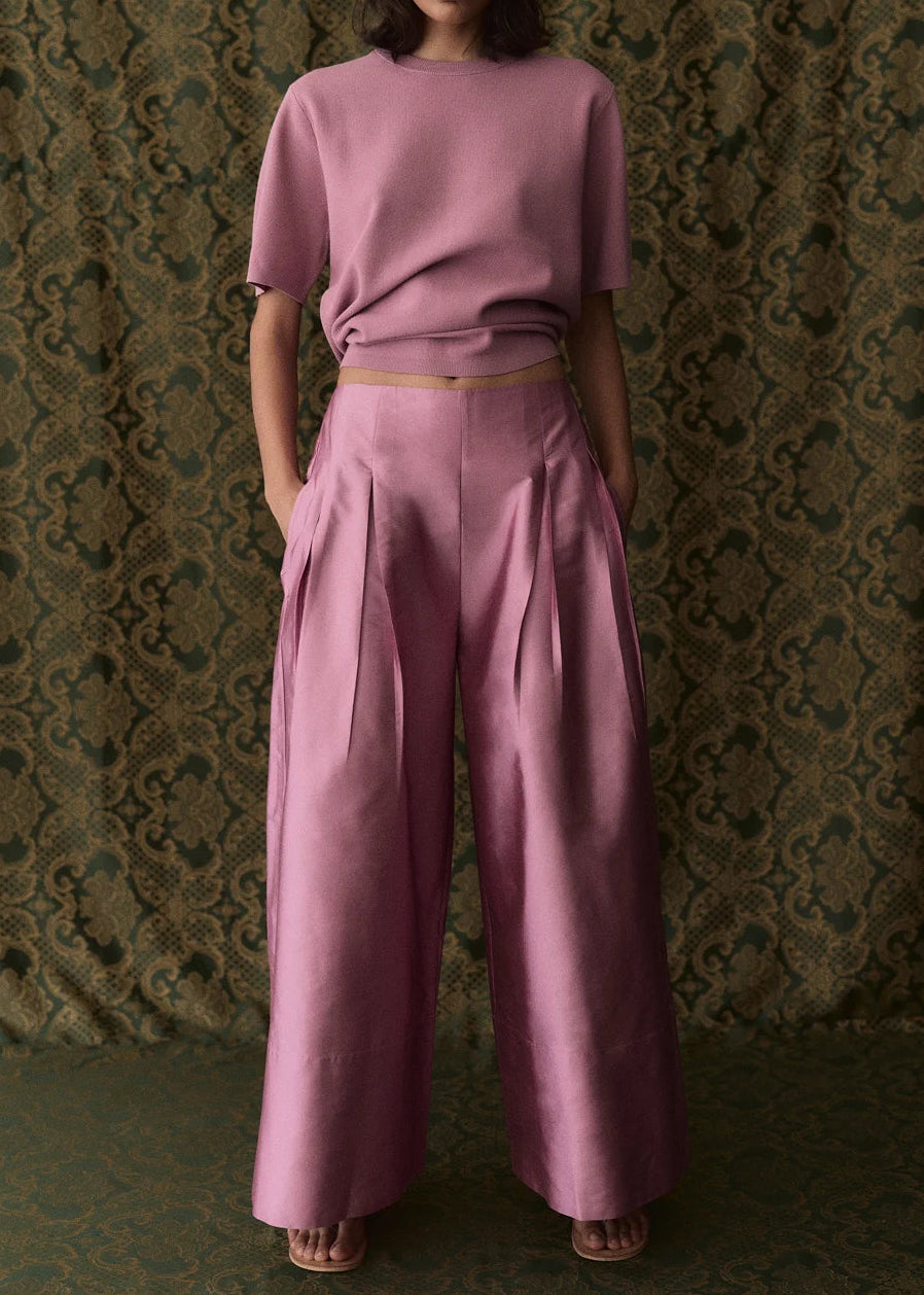 Chan Luu Techno Taffeta Ultra Wide Leg Trouser | Orchid