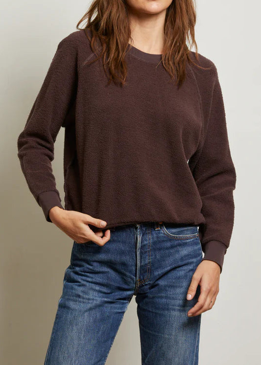 Perfect White Tee Ziggy Inside Out Cotton Fleece Bracelet Sleeve Shrunken Crew | Cocoa
