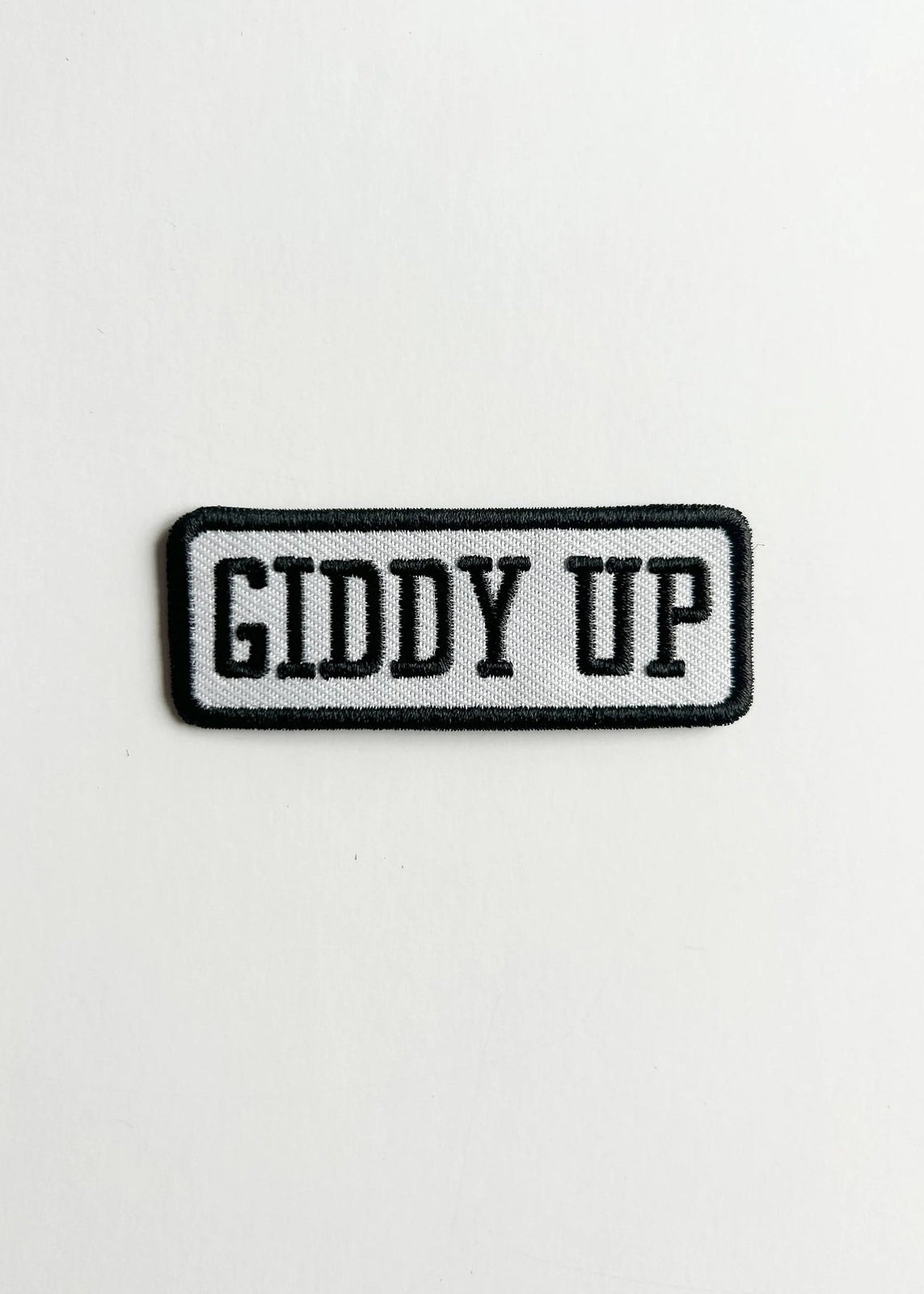 Field Trip Threads Giddy Up Patch Black and White Embroidered Iron-On Patch